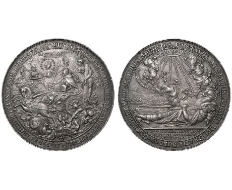 SWEDEN. CITY OF ERFURT OCCUPATION. Gustav II Adolf, 1631-1632. Zinc alloy Medal, Dated 1634 (19th Century Copy). Design by Se