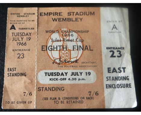 1966 World Cup Unused Ticket Mexico v Uruguay At Wembley 
Unused ticket 19th July 1966&nbsp;
