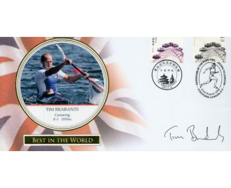 Tim Brabants (Canoeing K-1 1000m) signed Best in the World Beijing Olympic games FDC. Double postmarked. Good condition. All 