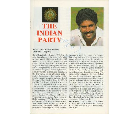 Cricket England v India 1986 Headingly test match multi signed vintage programme includes legends Kapil Dev, Mohammad Azharud