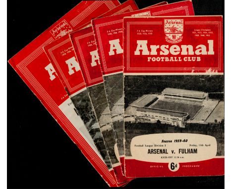 Arsenal vintage 1950s football programme collection 5, includes Arsenal v Charlton 1954, Arsenal v Sheffield United 1955, Ars