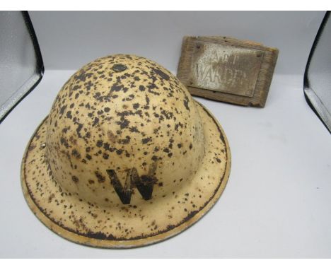 Air Raid Warden helmet and A.R.P&nbsp; house sign&nbsp;