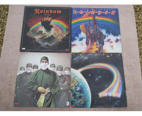 Rainbow Lot of 4 Rock Vinyl AlbumsDifficult to Cure Very Good vinyl with inner sleeveRitchie Blackmores rainbow Very good vin
