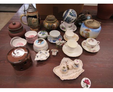 Various china inc vintage Flosmaron biscuit barrel, stoneware, Chinese ceramics etc