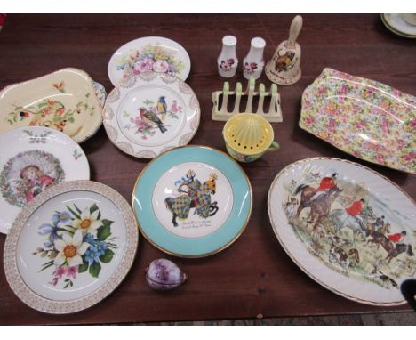 Vintage Bursley ware hand painted plate and other Various china inc lemon squeezer, toast rack, chintz plate