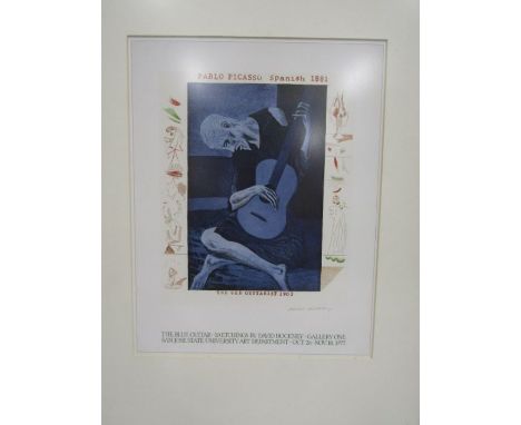 David Hockney (b.1937),&nbsp; A framed poster: &nbsp;'THE BLUE GUITAR, TWENTY ETCHINGS BY DAVID HOCKNEY, Gallery One, San Jos