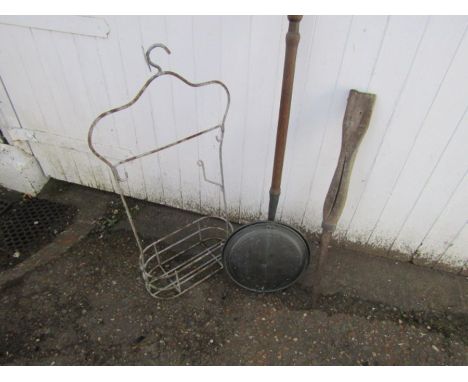 Vintage swimming pool clothes storage hanger, copper bed warmer and cabinet makers screwdriver&nbsp;
