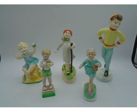 5 Royal Worcester Freda Doughty days of the week figurines to incl Tuesdays child 3534 (app 20cm tall), Thursdays child 3260 