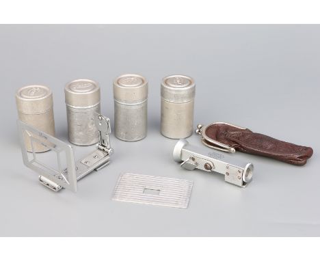 A WINTU Angle Finder, together with a sports finder and several Leica cassettes (a lot)This auction is being held toraise fun