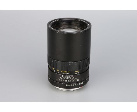 A Leitz Elmarit-R f/2.8 135mm Lens, black, serial no. 2362789, body, G, elements, VGThis auction is being held toraise funds 