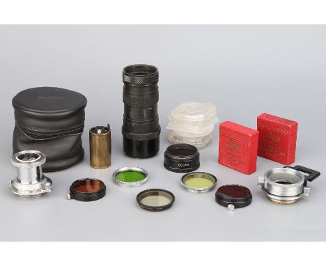 A Good Selection of Leica Accessories, including NOOKY, various filters, film cassette and soft pouch (a lot) This auction is