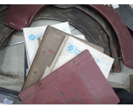 A selection of Jaguar workshop manuals and vintage parts catalogues