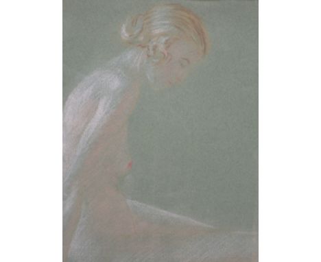 A pastel sketch, Frank Jameson, portrait of a nude lady, attributed and dated 1930, verso, from studio sale 1994, 11in x 8in