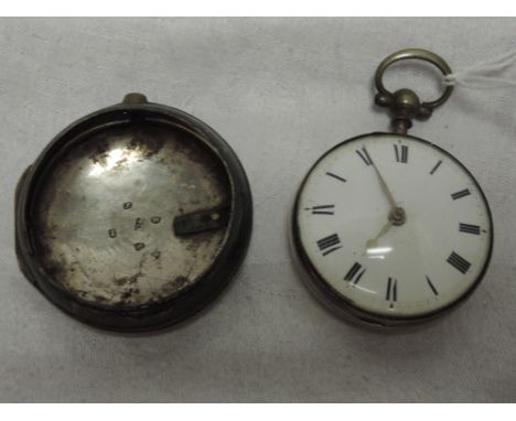 A Geogian silver pair cased fusee verge key wound pocket watch bearing name Goodwin no:3541,  having Roman numeral dial to wh