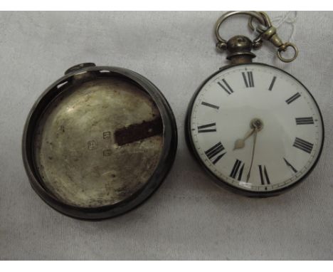 A Victorian silver pair cased key wound pocket watch having fusee movement stamped Humphries, Barnard Castle and  having Roma