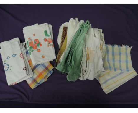 A small collection of vintage table linens and similar,including crotchet work and embroidery