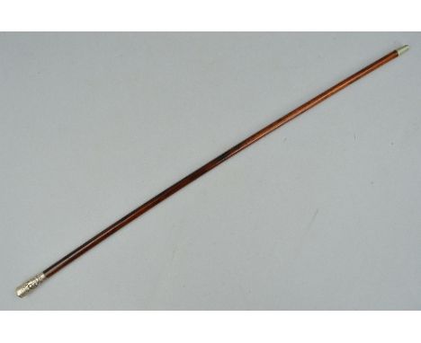A WWI ERA HALLMARKED SILVER TOPPED SWAGGER STICK, with the emblem for the Royal Engineers, white metal tip and three initials