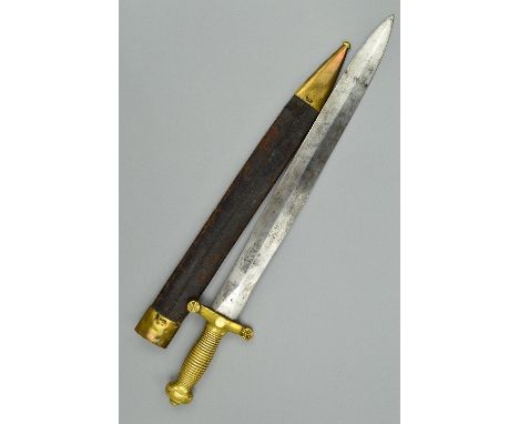 A FRENCH 'GLADIUS BRIQUET' 1831 PATTERN SHORT SWORD, complete with scabbard, also known as the 1816 Artillery short sword, as