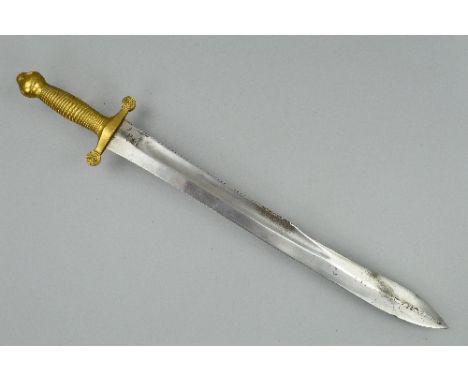 A FRENCH 'GLADIUS BRIQUET' 1831 PATTERN SHORT SWORD, without scabbard, this example has a partial serrated edge and is number