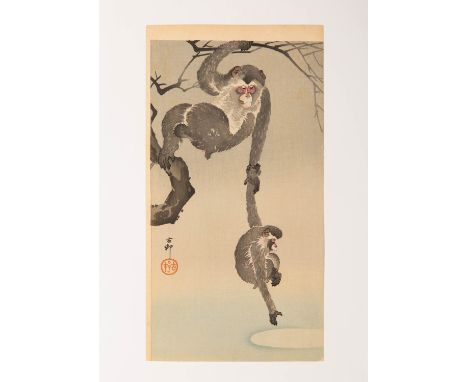 OHARA KOSON / SHOSON (1877-1945) MEIJI OR TAISHO,20TH CENTURY Two Japanese woodblock prints depicting monkeys, the first with