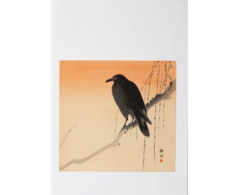 OKUHARA SEIKO (1837-1913) MEIJI ERA, 19TH/20TH CENTURY Two Japanese woodblock prints, the first entitled 'Crow on a Branch of