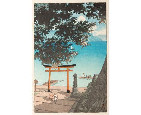 KAWASE HASUI (1883-1957) SHOWA ERA, 1930s/40s Three Japanese woodblock prints, the first entitled Chuzenji Utagahama (Chuzenj