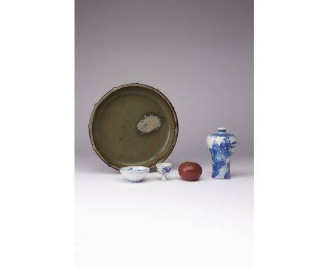 A COLLECTION OF CHINESE CERAMICS QING DYNASTY Comprising: a junyao-type narcissus bowl, with a mottled olive-green glaze; a s