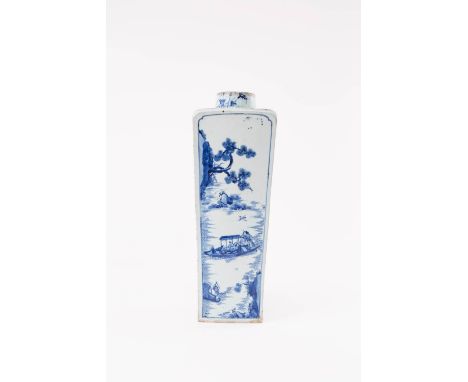 A CHINESE BLUE AND WHITE 'RED CLIFF' VASE SIX CHARACTER KANGXI MARK AND OF THE PERIOD 1662-1722 The square-section tapering b