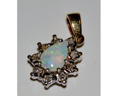 An opal and diamond pendant