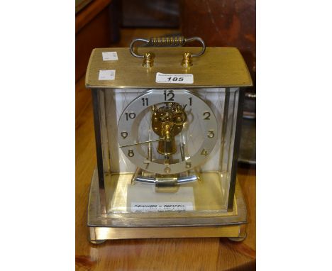 A Keininger and Obegfell gilt metal mantel clock, electromagnetic movement, c 1968
