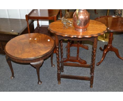 A 1930's occasional table, barley twist supports; a coffee table