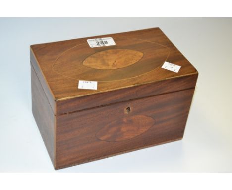 A George III mahogany and satinwood 2 section caddy 
