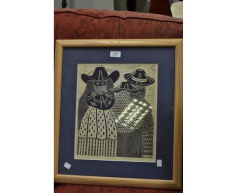 Carlos Fernandez (20th century)
Market Day,
woodcut print, signed in pencil, framed 