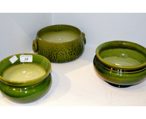 A Bretby planter ,olive glaze, others (3)