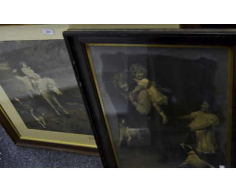 Arthur Elsey, after, Well Done, monochrome print, 61cm x 83cm, oak frame;  another, Playtime (2)