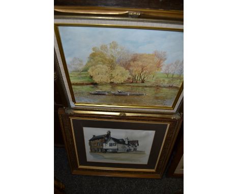 M. Start,
River Dee Chester, signed , oil on canvas , Ye Old Salutation Inn, coloured print; etc (4)