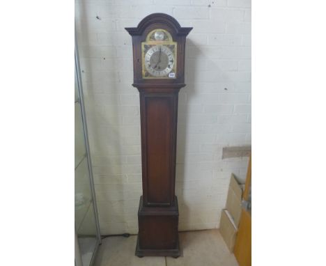 An oak chiming grand daughter clock - 165cm tall, running order