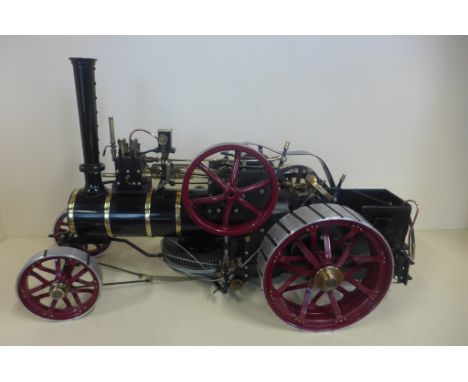 A Markie Burrell live steam spirit plough engine, scale 1/10th inches to square foot, No ARJ 1454 - built in 1994 - 60cm long