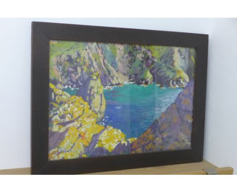 A watercolour seascape with label verso, John Gilbert - re-framed, 44x59cm 