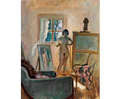Henri Baptiste Lebasque, 1865 Champigné – 1937 Le CannetNU DANS L‘ATELIERÖl auf Leinwand.61 x 50,8 cm.Links unten signiert „L