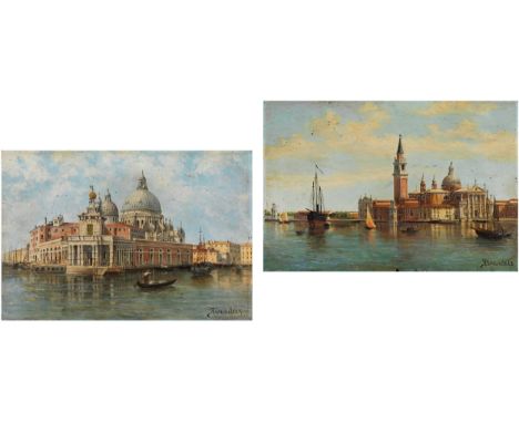 Antonietta Brandeis, 1849 Miscocon, Galizien – 1910 VenedigGemäldepaarVENEDIGVEDUTENÖl auf Holz.22 x 32 cm.Rechts unten signi