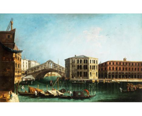 Michele Marieschi, 1710 Venedig – 1744 ebenda VENEDIG – RIALTOBRÜCKE MIT DEM PALAZZO CAMERLENGHIÖl auf Leinwand.63 x 99 cm.Ge
