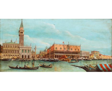 Venezianischer Maler, in der Art des Giovanni Antonio CanalVEDUTE VON VENEDIG MIT DEM MARKUSBECKENÖl auf Leinwand. Doubliert.