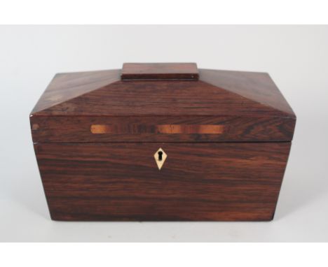 A 19th Century mahogany two compartment tea caddy