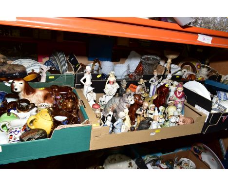 SIX BOXES OF CERAMICS ETC, to include Leonardo Collection sculptures, Italian figural sculptures, ornaments, Wood &amp; Sons 