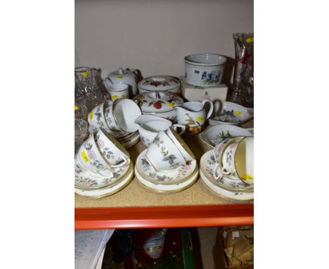 ROYAL WORCESTER 'JUNE GARLAND' TEA WARES, to include nine tea cups, saucers and plates and milk, with Royal Worcester 'Evesha