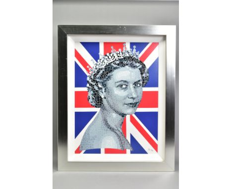 PAUL NORMANSELL (BRITISH 1978) 'HAPPY AND GLORIOUS', a limited edition print of H.M. The Queen, initialled bottom right, 22/1