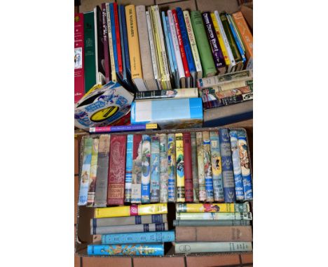 TWO BOXES OF CHILDRENS BOOKS AND RECORDS, to include two Rowling J K, Harry Potter books, Lewis C S, 'The Complete Chronicles