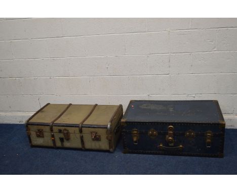 TWO VARIOUS VINTAGE TRAVELLING TRUNKS
