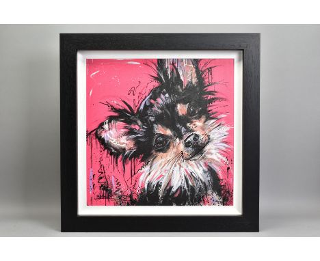 SAMANTHA ELLIS (BRITISH 1992) ' BECAUSE I'M WORTH IT', a limited edition print on board of a Terrier Dog 31/195, signed botto